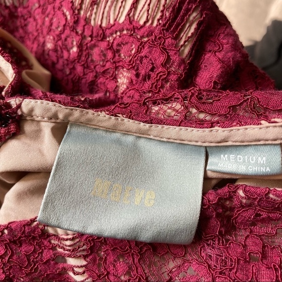 Maeve Anthropologie Burgundy Red Elsa Peplum Lace Dress Size Medium - Picture 3 of 5